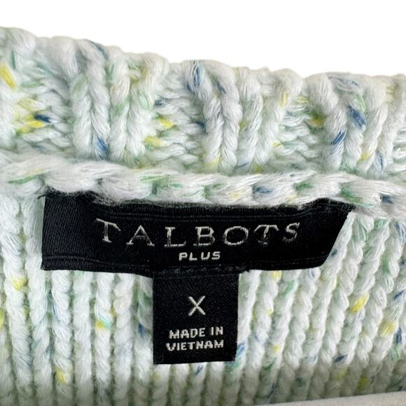 Talbots 100% Cotton Cream Speckled Long Sleeve Chunky Knit Sweater Plus Size 0X - Picture 4 of 5